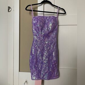 NWT Kissprom Marcella | sparkly lavender sequin dress, size 0, lavender